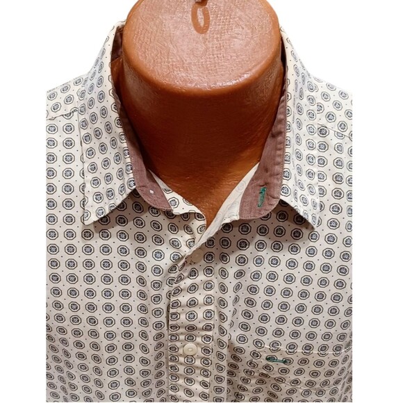 Vintage Tommy Hilfiger Shirt Mens XL Button Up Crest Logo 90s Tan w/ Octagon - Picture 2 of 8